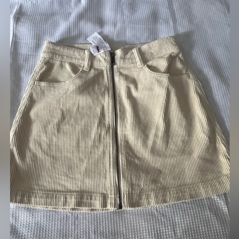 American Eagle Outfitters Cream Corduroy Mini Skirt